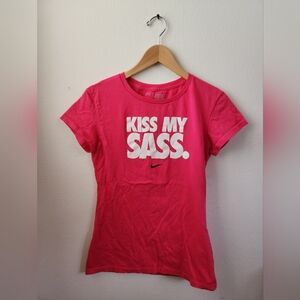 Nike Women's Kick My Sass Tee Shirt T-Shirt‎ Pink Large